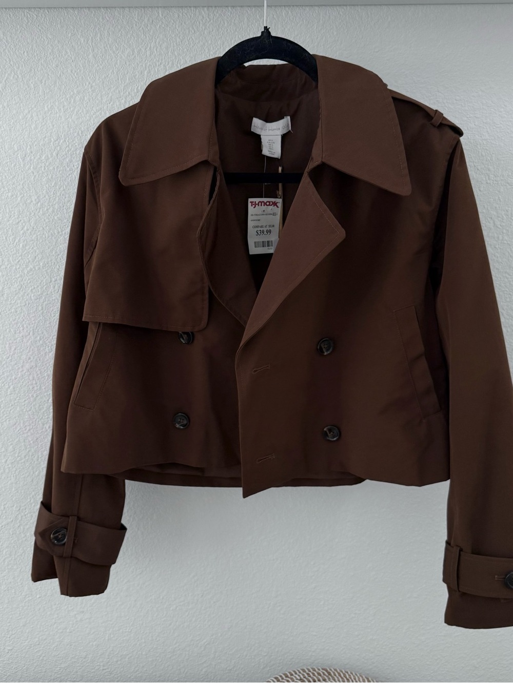 House of Harlow 1960 Cropped Trench Coat in Brown